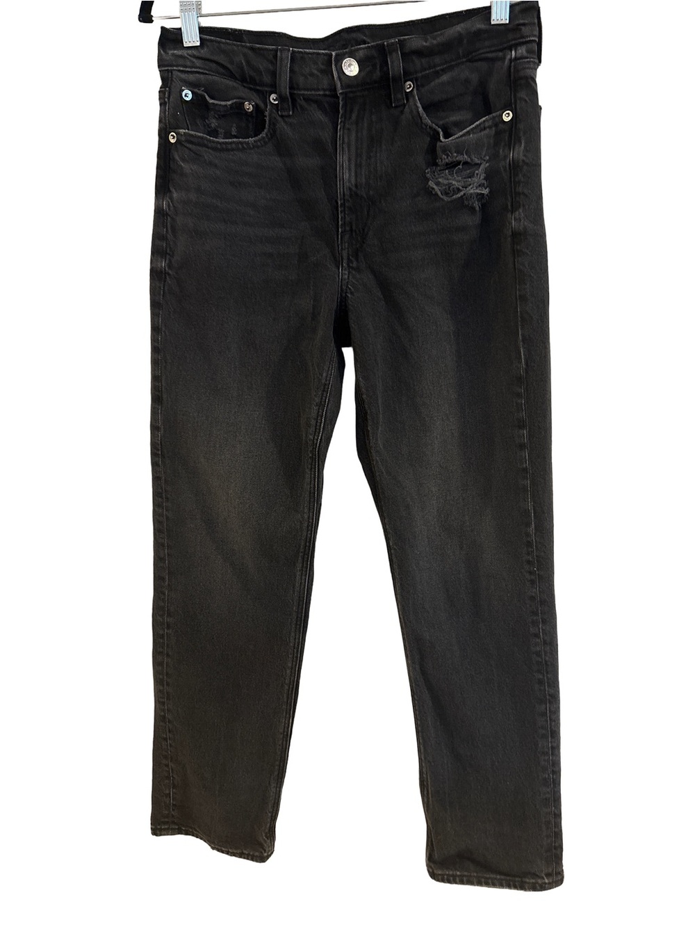 Women’s American Eagle Black Super High Rise Ankle Straight Jeans, Size 6